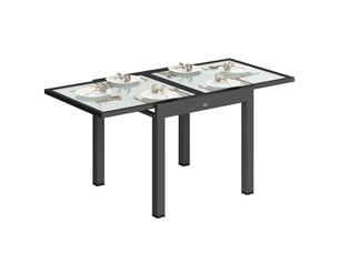 Table extensible de jardin grande taille dim. Dépliées 160 x 80 x 75 cm aluminium plateau verre trempé transparent