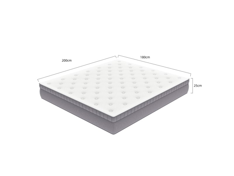 Matelas 180x200 cm hybride, épaisseur 25 cm, ressorts ensachés 7 zones et mousse de confort, soutien h3, ergonomique, certifié oeko-tex W3360P423210 - Conforama C