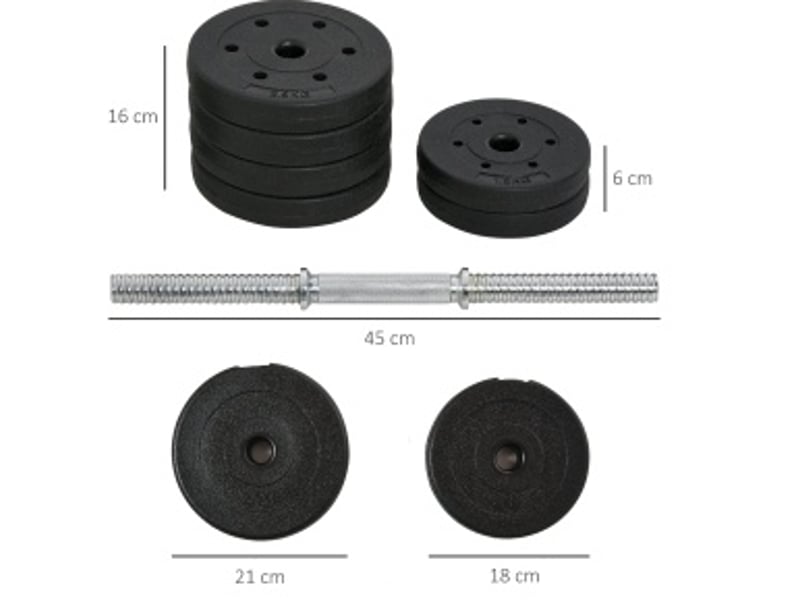 Haltères réglables 30 kg en acier et plastique noirs, avec 8 disques de 2,5 kg et 4 de 1,5 kg, pour la musculation - Conforama C