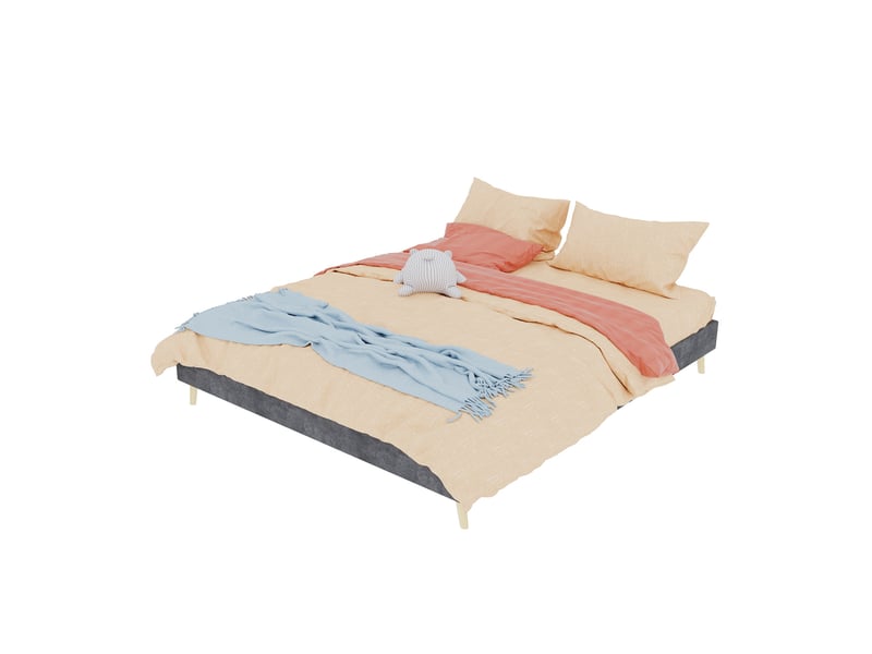  Cadre de lit 160x200 cm, design moderne, 2 places, velours hollandais, couleur gris, sans matelas  - Conforama A
