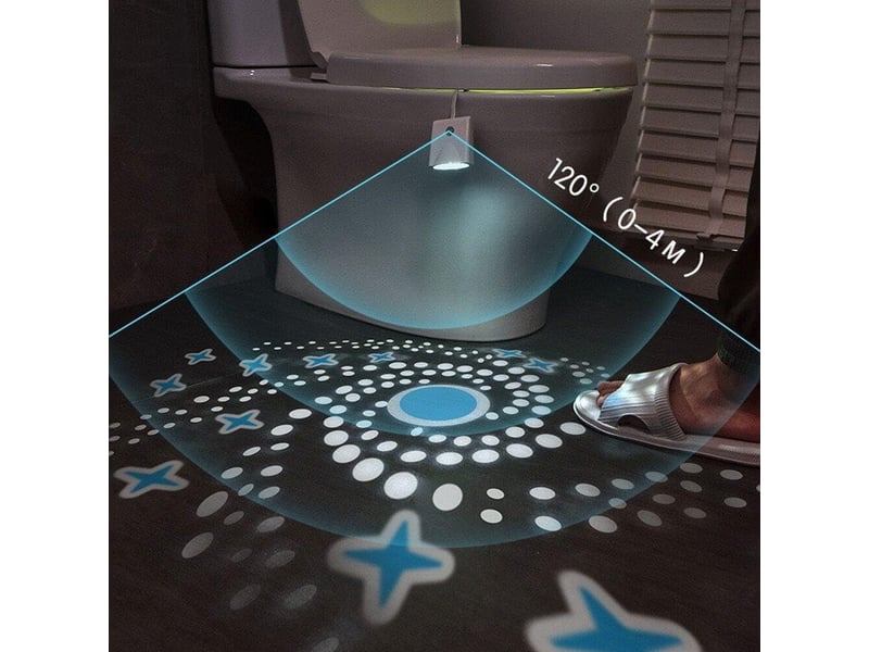  Veilleuses led pour toilettes, lumière de cuvette de toilette activée par le mouvement, 7 couleurs changeantes, lampe de nuit led pour salle de bain, blanc  - Conforama E