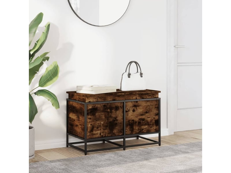 Boîte de rangement, coffre de rangement avec couvercle chêne fumé bois d'ingénierie shl773 - Conforama C