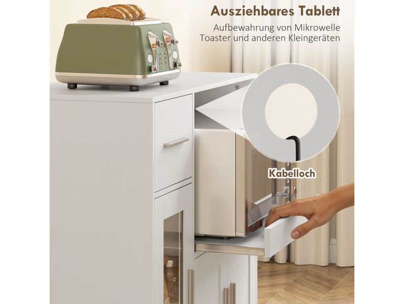  Desserte de cuisine 80 x 40 x 88,7 cm blanche, panneaux de particules et mdf, rangement mobile à roulettes  - Conforama E