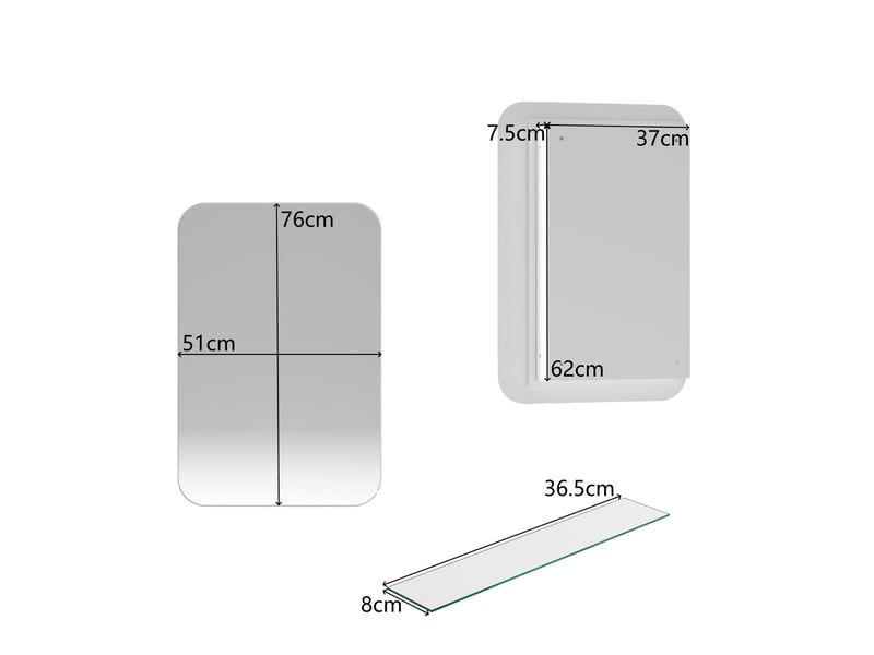  Meuble miroir avec 2 étagères réglables, pose murale ou encastrée pour salle de bain, blanc, 86 × 61 × 18 cm  - Conforama E