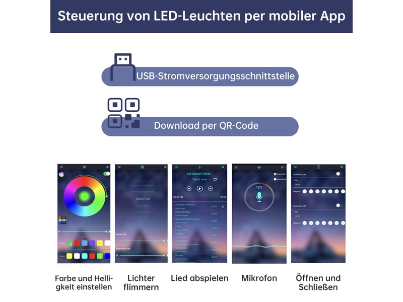 Meuble tv 4 portes led réglable par application - lpospi - verre ovale, passe-câbles mdf blanc 200 × 40 × 42 cm - Conforama E
