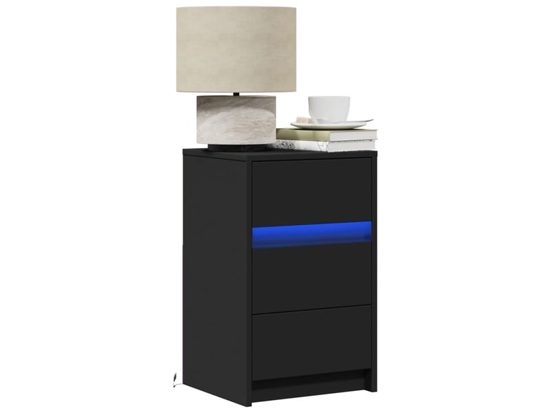  Table de chevet avec lumières led noir bois d'ingénierie  - Conforama B