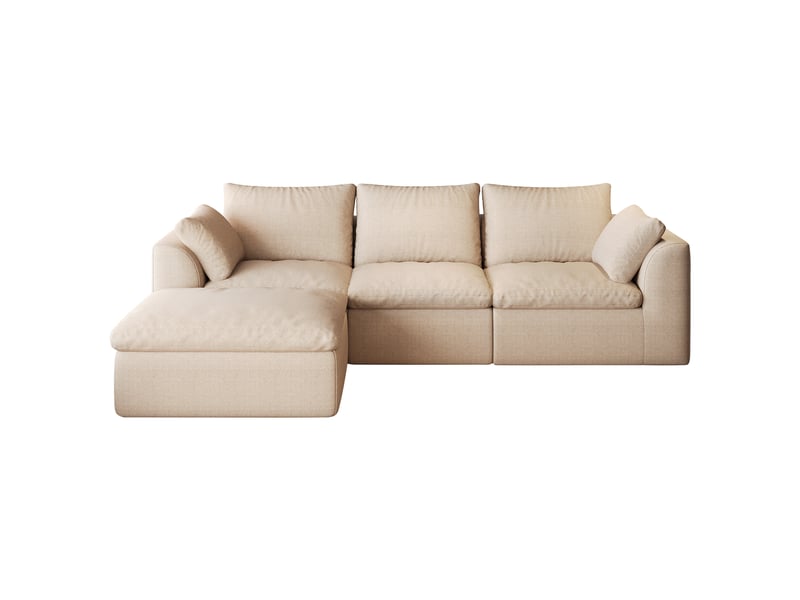  Canapé d’angle 4 places en tissu lin kaki, 245 cm, mousse compressée IKSETERA TRADING LTD - Conforama A