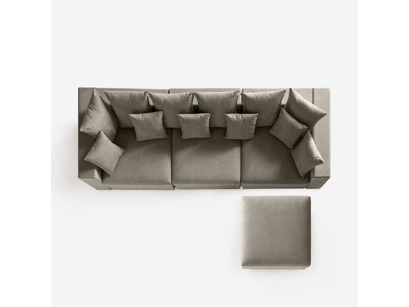 Canapé modulaire déhoussable made in italy avec pouf et coussins cortina a - taupe - Conforama E