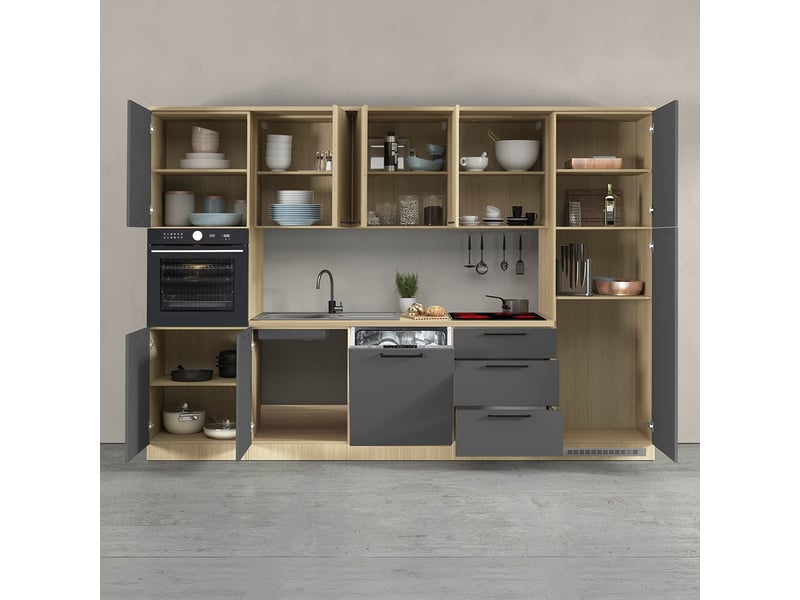  Cuisine complète linéaire moderne avec évier luna 300x215 - anthracite  - Conforama E