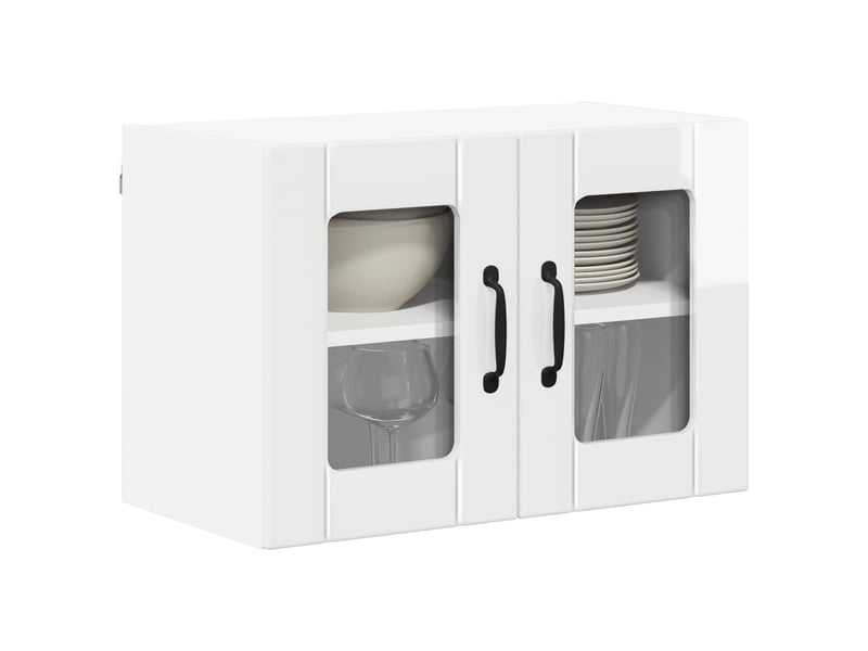  Meuble mural de cuisine, cabinet en verre mural 2 pcs blanc brillant shl2644  - Conforama C