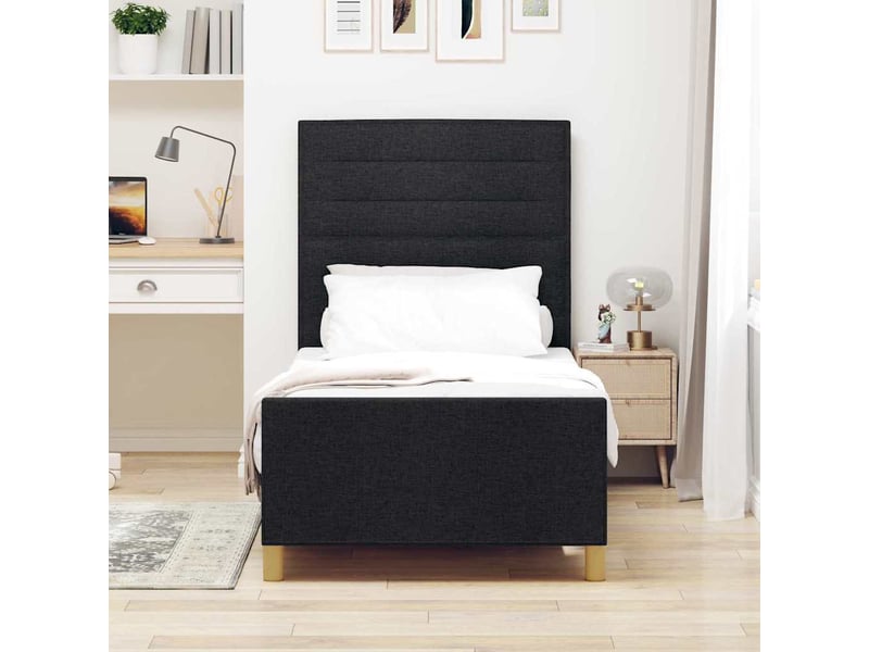 Lit simple- lit adulte - cadre de lit avec tête de lit noir 80 x 200 cm tissu - Conforama B