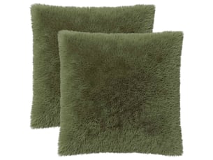 Lot de 2 coussins avec oreiller, coussins décoratifs heerlen vert fleece pv cf50623