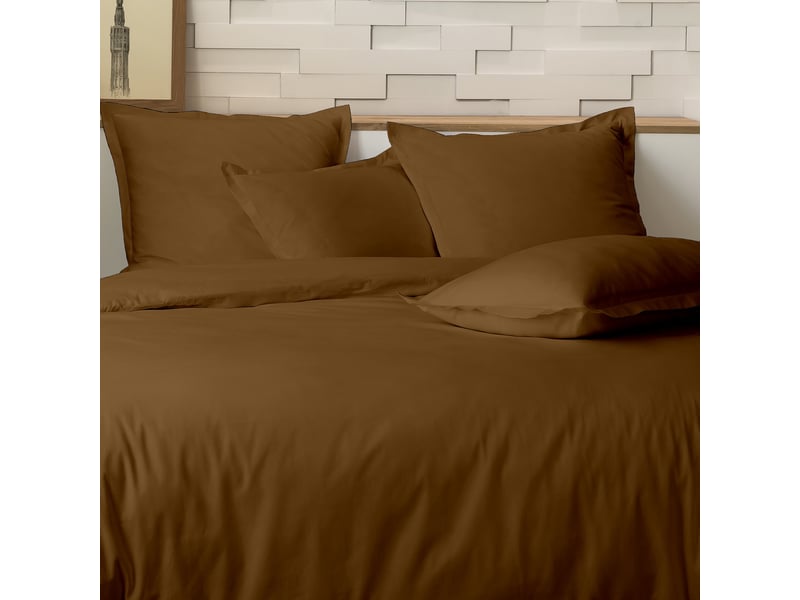  Parure de lit 220x240 cm percale de coton ocre PD25740 - Conforama B