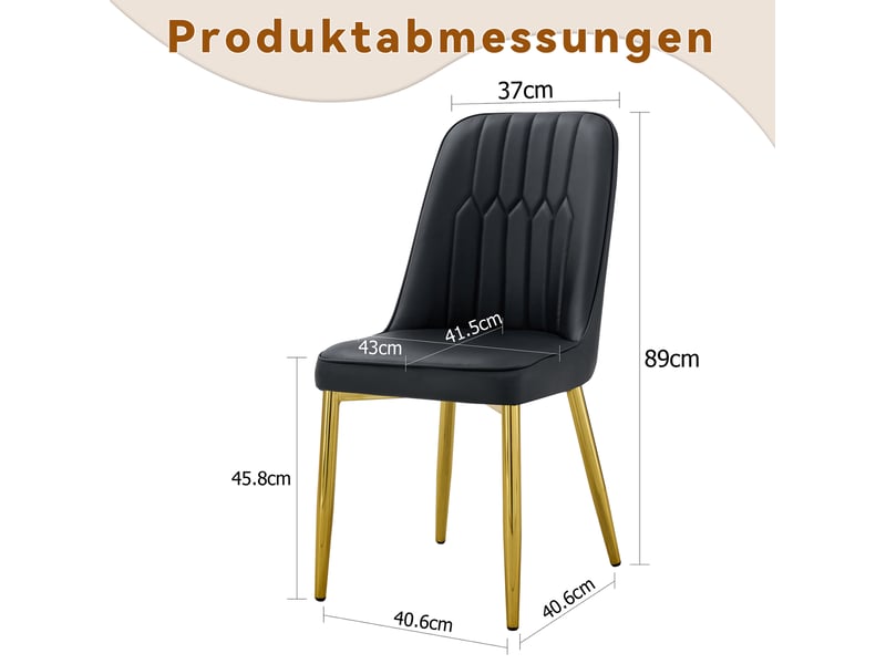  Lot de 2 chaises de salle à manger noir et doré en pu et métal  - Conforama E