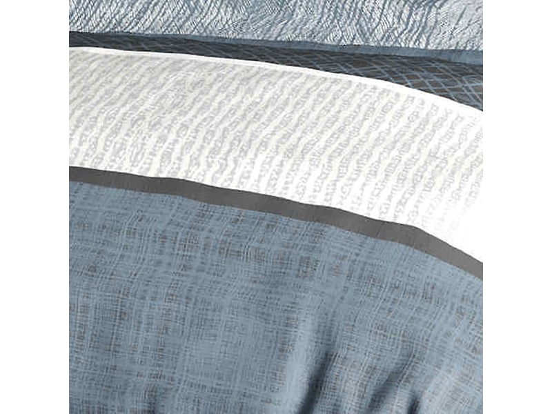  Parure housse de couette 240x220cm + 2 taies motif graphique bleu et gris 100% coton - enezia ENEZIA - Conforama C