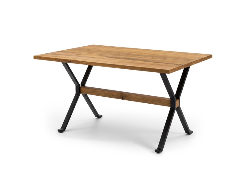 Table à manger rectangulaire style industriel 150cm rustica bois de manguier et métal noir Rustica - Conforama A