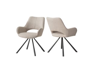 Lot de 2 chaise de salle à manger avec accoudoirs, pieds métal, beige
