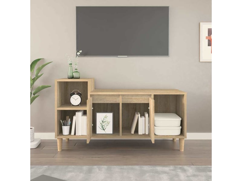  Meuble tv - banc tv - meuble de rangement chêne sonoma 100x35x55 cm bois d'ingénierie  - Conforama C