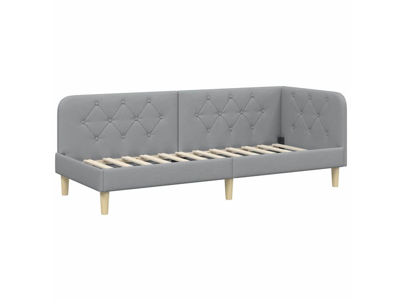  Lit simple- lit adulte -  cadre de lit d'angle gris clair 80 x 200 cm tissu  - Conforama A