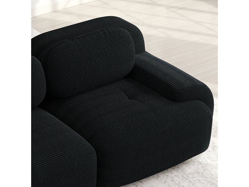 Canapé d’angle réversible 4 places en velours côtelé noir, 388 cm, sans montage W3325S00019 - Conforama R