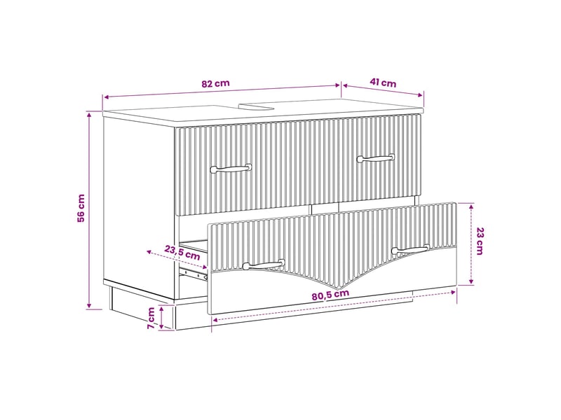  Meuble sous lavabo de salle de bain hoorn chêne artisanal cf64907  - Conforama E