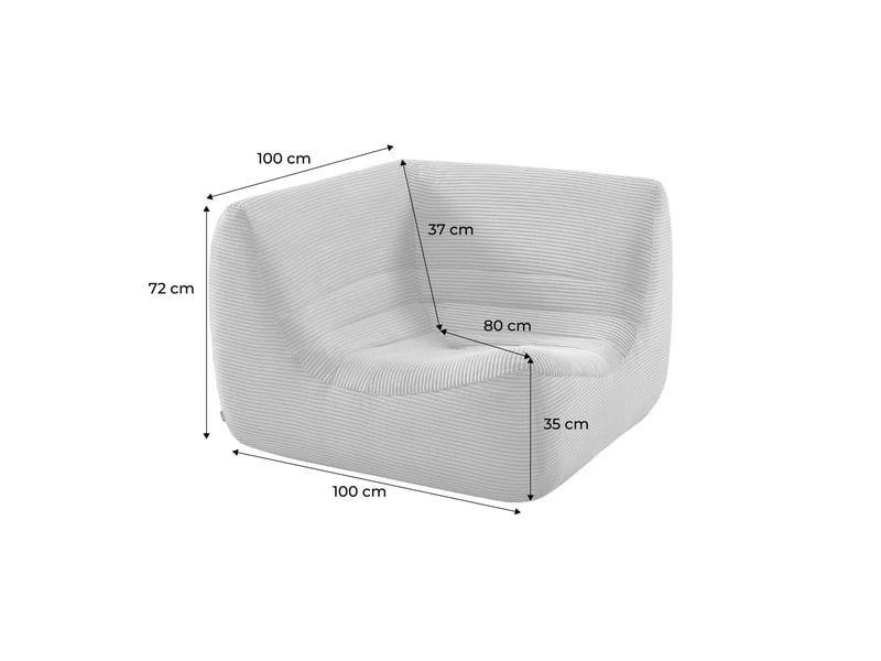 Chauffeuse d'angle velours côtelé 1 place crème - sokol  - Conforama D
