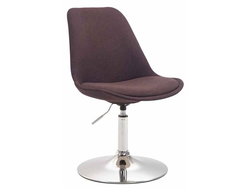 Lot de 4 chaises de salle à manger pivotante hauteur réglable en tissu marron et pied trompette en métal chromé 10_0008634  - Conforama B