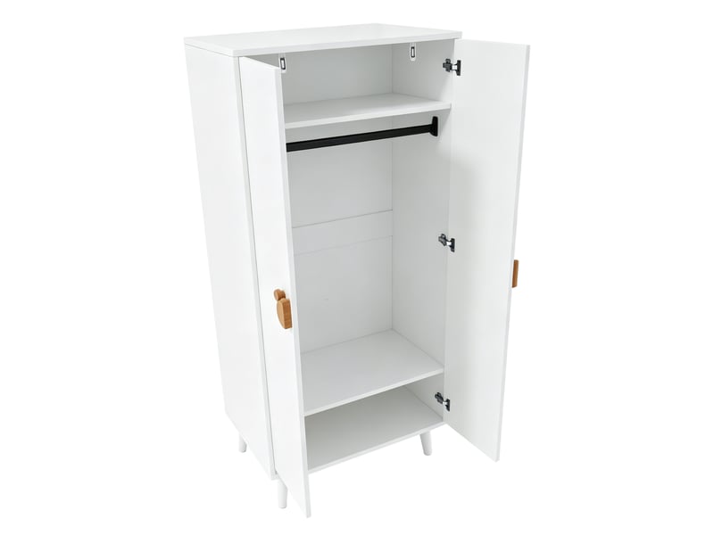  Armoire 2 portes avec rangement et pieds surélevés pour chambre en mdf 70×55×170 cm blanche  - Conforama D