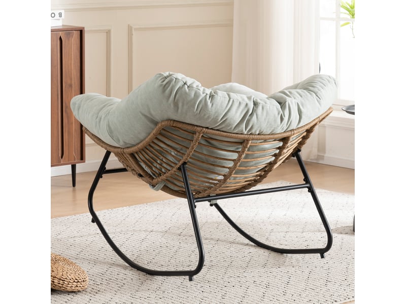  Fauteuil à bascule modenvie en chenille bleu clair 95 x 107 x 83 cm  - Conforama E