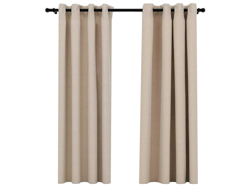  Lot de 2 rideaux occultants, rideaux black-out aspect lin avec œillets beige 140x175cm cf44531  - Conforama A