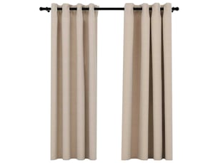 Lot de 2 rideaux occultants, rideaux black-out aspect lin avec œillets beige 140x175cm cf44531