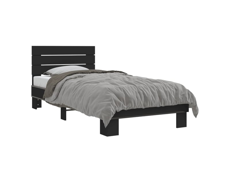  Lit simple- lit adulte -  cadre de lit sans matelas noir 90x200 cm  - Conforama A