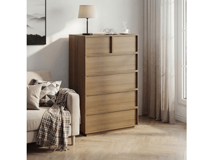 Commode 6 tiroir(s) BEAOK coloris bois clair largeur 80 cm