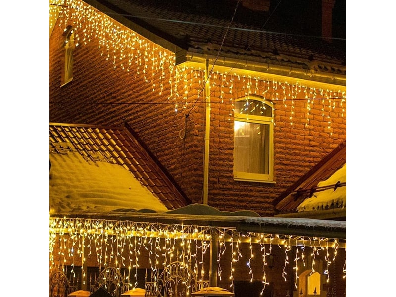  Guirlande lumineuse rideau lumineux noel exterieur 20m 480 led  8 modes blanc chaud pour fenêtre, balcon, jardin  - Conforama C