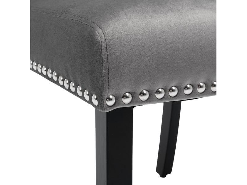  Lot de 6 chaises de salle à manger 45x61x100 cm velours, mousse, ressorts s, pieds en chêne gris  - Conforama E
