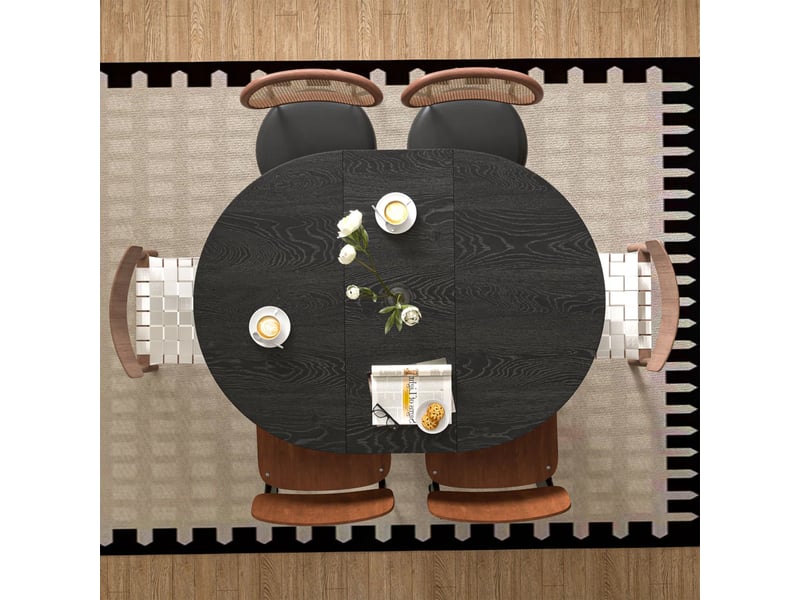  Table à manger extensible ronde 110150 × 110 cm, noir  - Conforama D