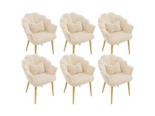 Lot de 6 fauteuils modernes – rembourrés – pieds en métal doré – dossier en forme d'arc – beige