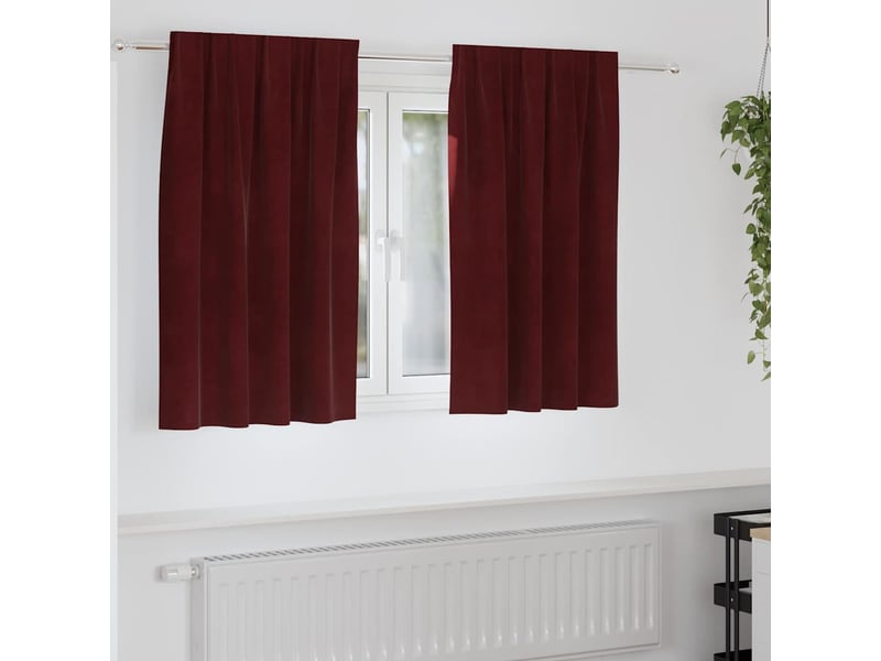  Lot de 2 rideaux, rideaux de fenêtre bordeaux 140 x 140 cm velours cf44001  - Conforama B