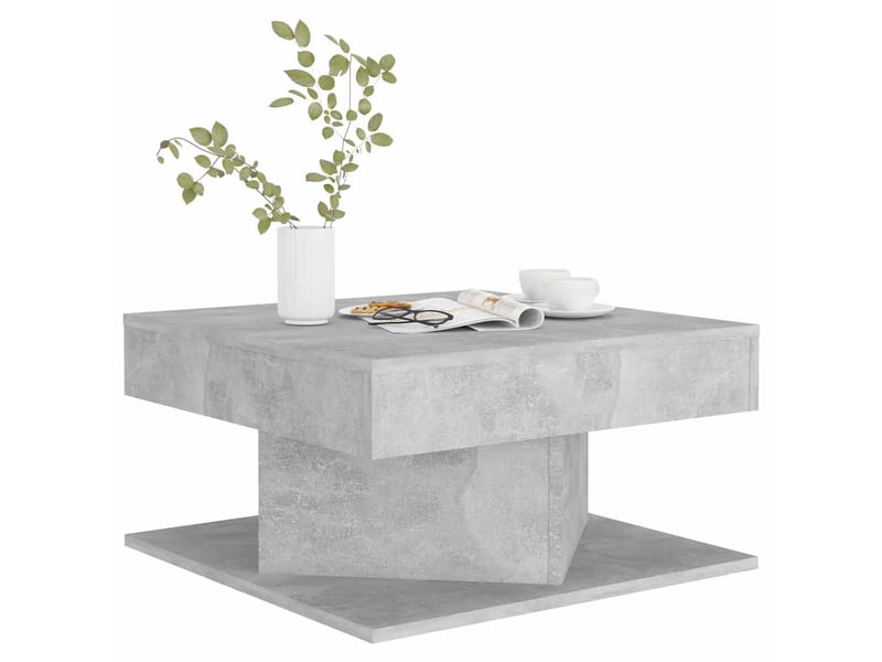  Table basse rectangulaire | table de salon gris béton 57x57x30 cm bois d’ingénierie  - Conforama D