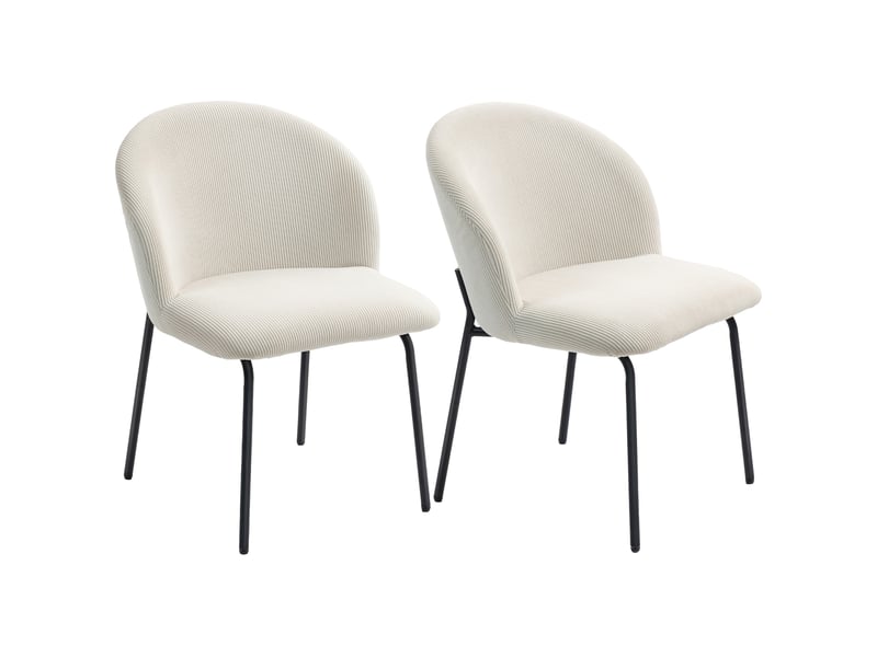  Lot de 2 chaises de salle à manger en velours côtelé, chaises de cuisine avec pieds en acier, 56x58x78cm, crème  - Conforama A