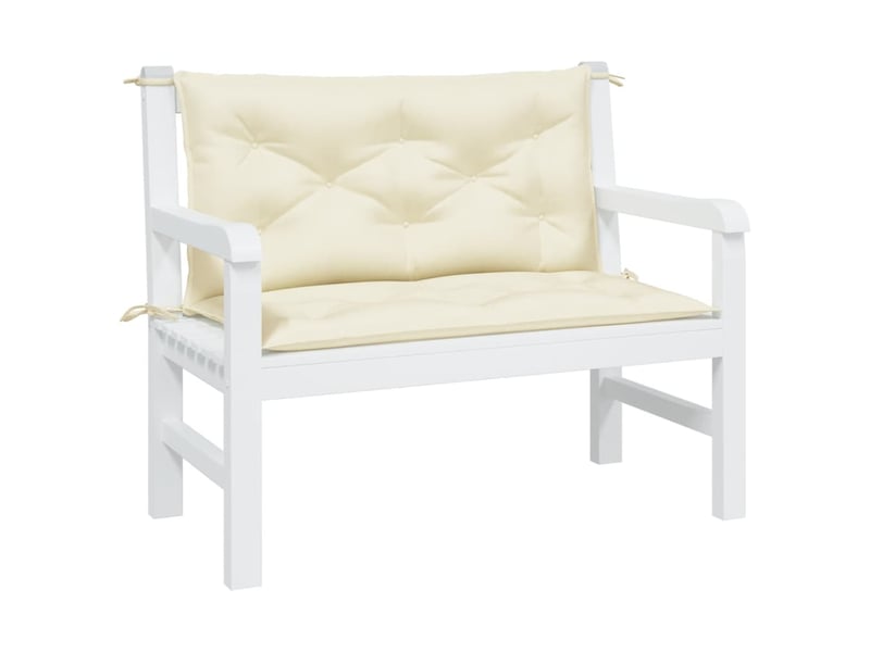  Lot de 2 coussins de banc jardin, coussins d'assise crème 100x50x7 cm tissu oxford cf58722  - Conforama C