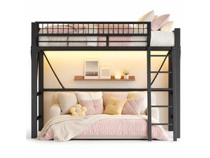 Lit mezzanine 90x200 cm <strong>MODENVIE</strong>  <strong></strong> coloris noir