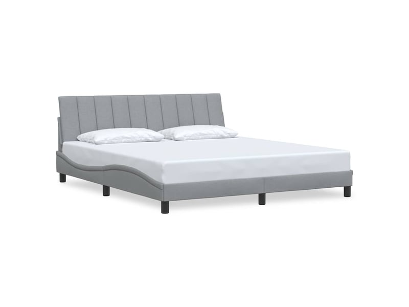  Lit double- lit adulte -  cadre de lit sans matelas hanko gris clair 180x200 cm tissu  - Conforama A