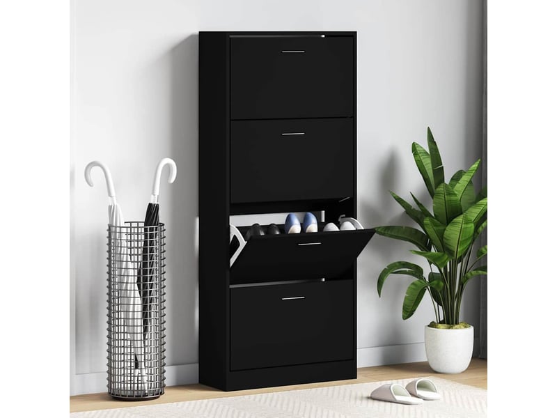  Meuble à chaussure, armoire à chaussures noir 63x24x147 cm bois d'ingénierie  - Conforama B