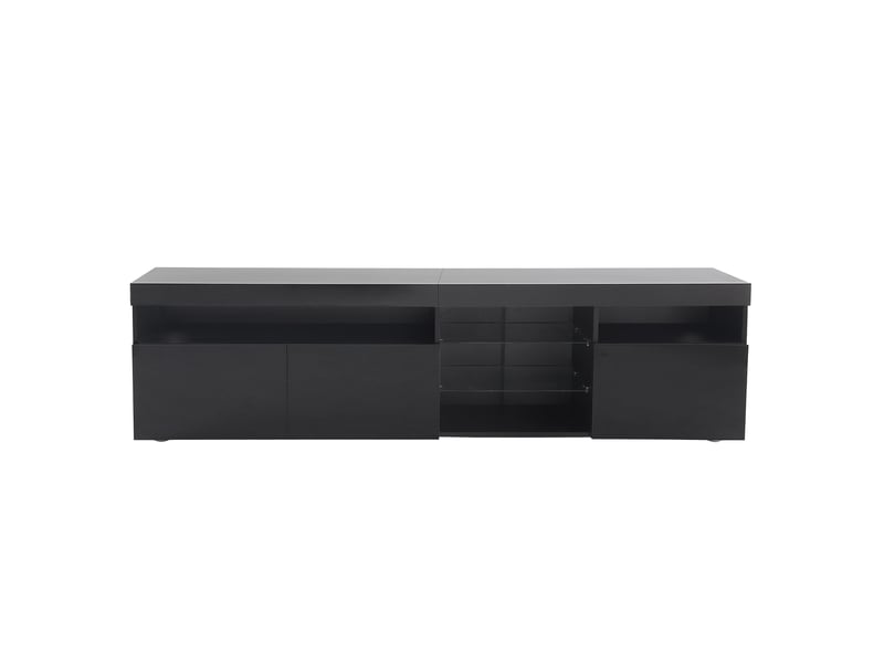  Meuble tv noir brillant 180 cm avec éclairage led 3 portes  - Conforama A
