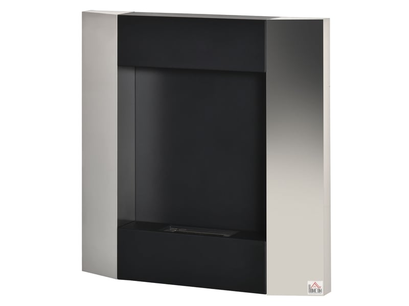  Cheminée murale au bioéthanol avec réservoir de 0,7 litre et couverture de 20 m², acier, 72 x 11 x 72 cm, argent et noir  - Conforama B