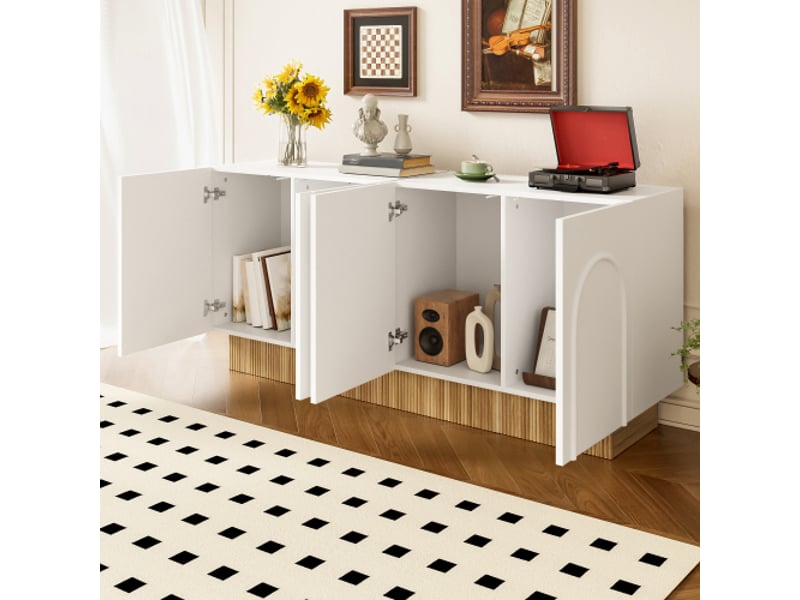Buffet moderne avec 4 portes, grand espace de rangement et structure claire en forme de u - rangement élégant pour le salon et la salle à manger, plusieurs compartiments pratiques pour un ordre organisé, 160 × 75 × 38 cm - Conforama E