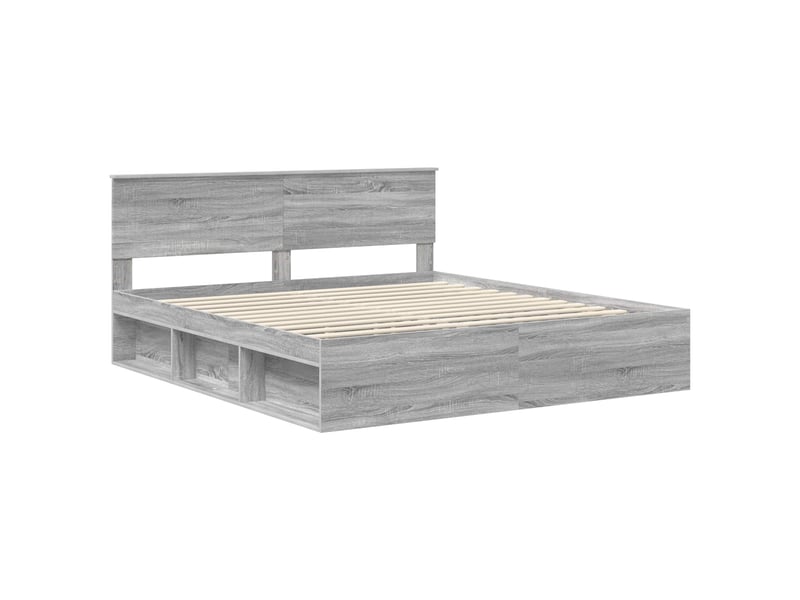 Lit double- lit adulte - cadre de lit gris sonoma 180 x 200 cm pin massif - Conforama C