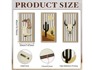Ensemble de 3 tableaux abstraits bohèmes – décoration murale – décoration murale en bois (20 x 40 cm, environ 0,5 cm d'épaisseur)