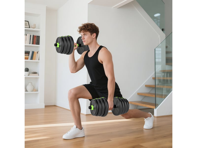  Ensemble d'haltères réglables 30 kg, haltères, barres d'haltères, ensemble de musculation  - Conforama D